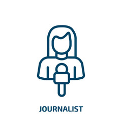 journalist icon from professions collection. Thin linear journalist, technology, studio outline icon isolated on white background. Line vector journalist sign, symbol for web and mobile