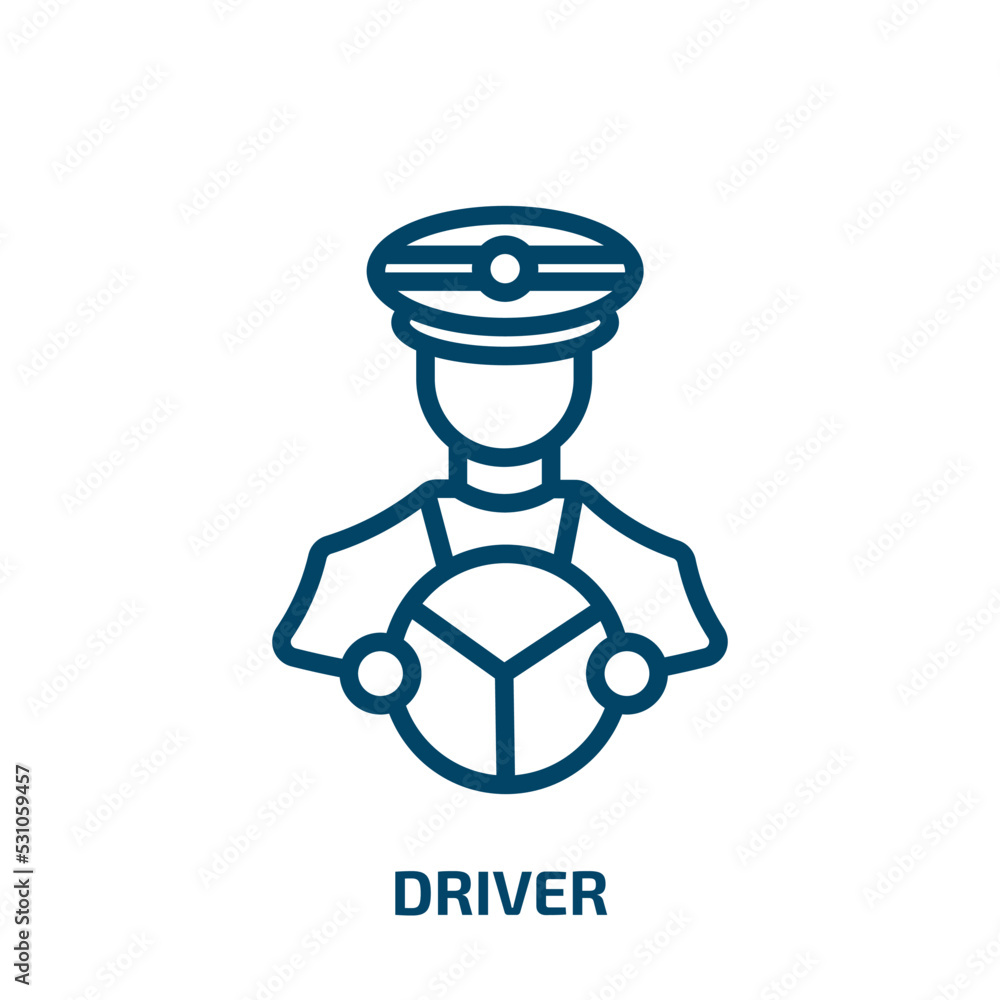 Poster driver icon from professions collection. thin linear driver, automobile, car outline icon isolated o