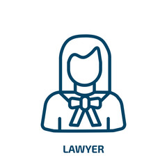 lawyer icon from professions collection. Thin linear lawyer, legal, law outline icon isolated on white background. Line vector lawyer sign, symbol for web and mobile