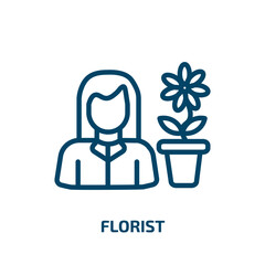 florist icon from professions collection. Thin linear florist, floral, flower outline icon isolated on white background. Line vector florist sign, symbol for web and mobile