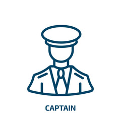 captain icon from professions collection. Thin linear captain, sea, travel outline icon isolated on white background. Line vector captain sign, symbol for web and mobile