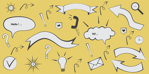 Speech bubble and  icons are the fashionable editable template for social networking stories and business vector illustrations. 