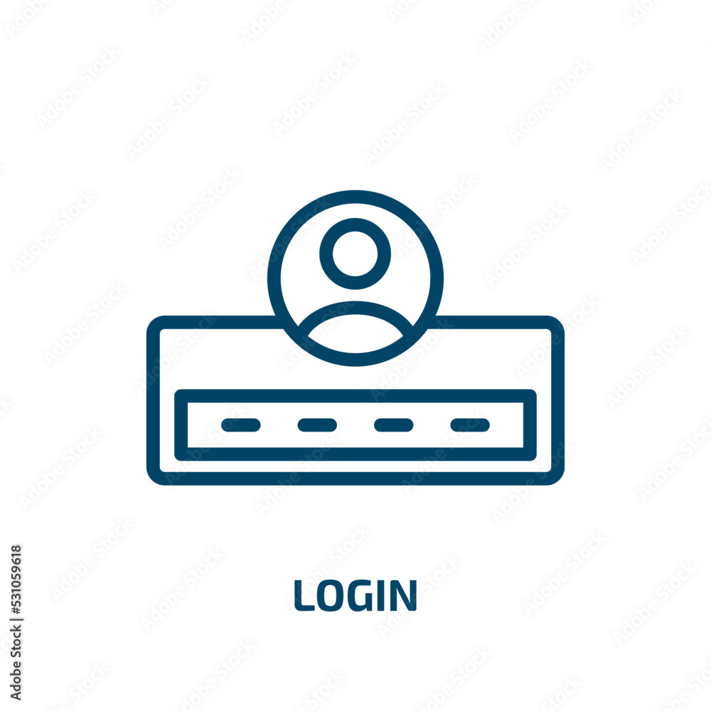 Poster login icon from programming collection. thin linear login, internet, password outline icon isolated 