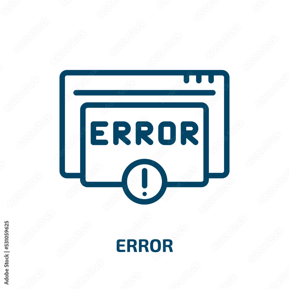 Poster error icon from programming collection. thin linear error, alert, beware outline icon isolated on wh