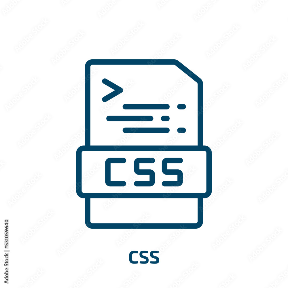 Poster css icon from programming collection. thin linear css, website, data outline icon isolated on white 