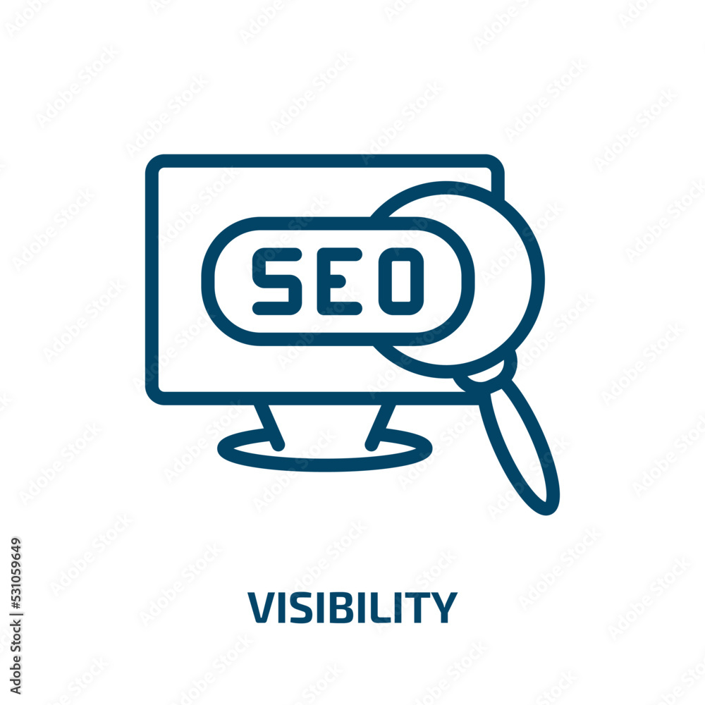 Poster visibility icon from seo collection. thin linear visibility, visible, eye outline icon isolated on w