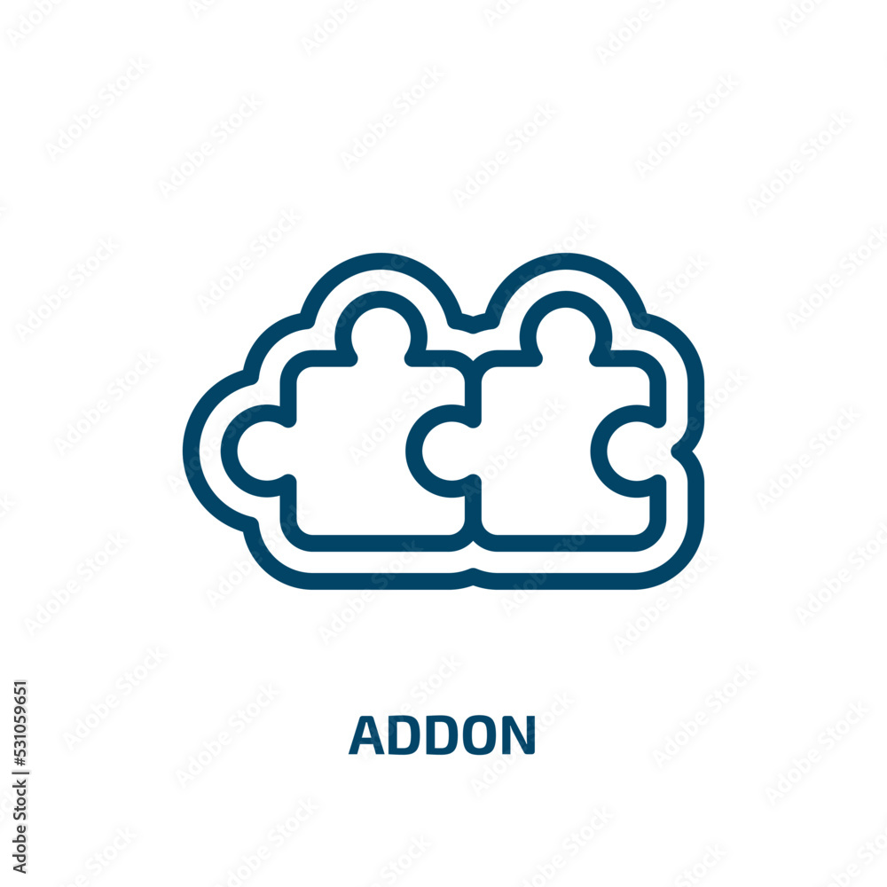 Poster addon icon from programming collection. thin linear addon, game, idea outline icon isolated on white
