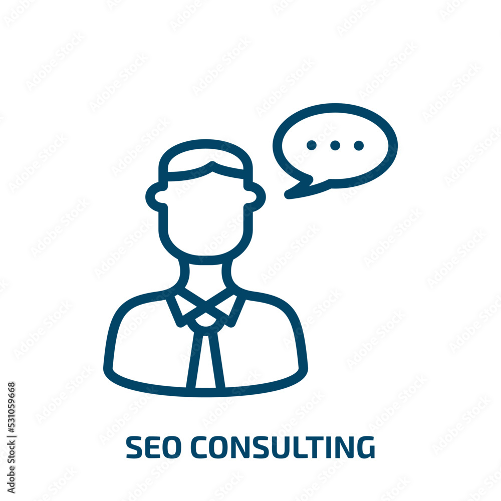 Poster seo consulting icon from programming collection. thin linear seo consulting, seo, business outline i