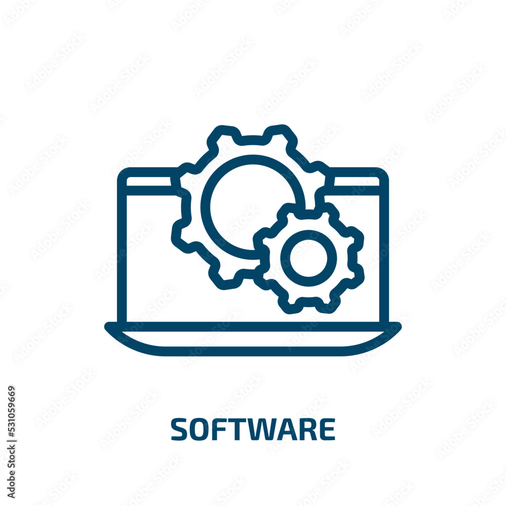 Poster software icon from programming collection. thin linear software, media, website outline icon isolate
