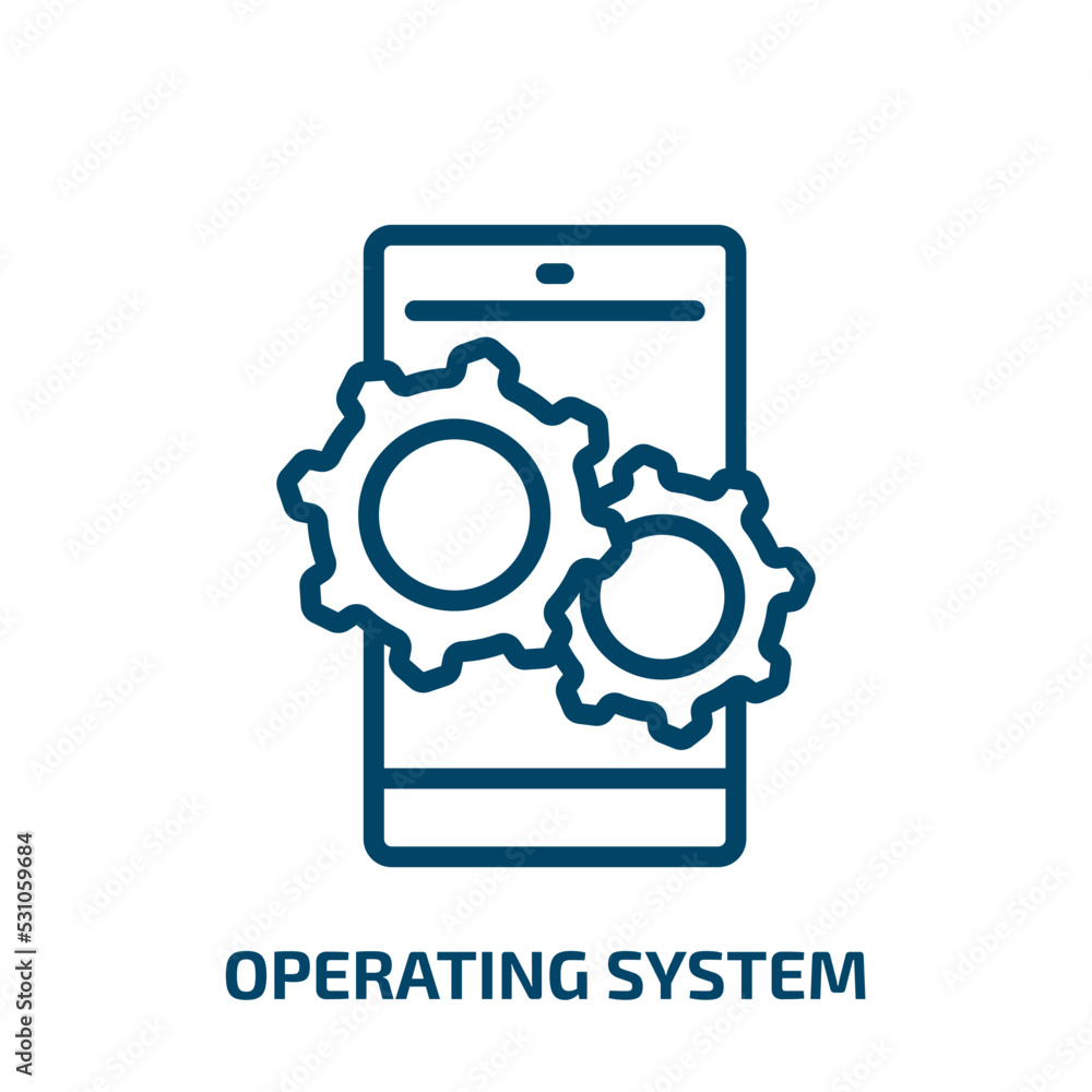 Poster operating system icon from seo collection. thin linear operating system, system, technology outline 