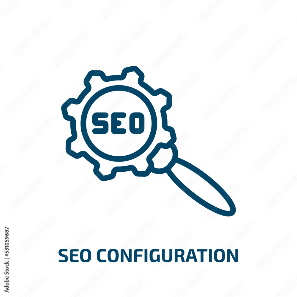 Poster seo configuration icon from programming collection. thin linear seo configuration, configuration, se