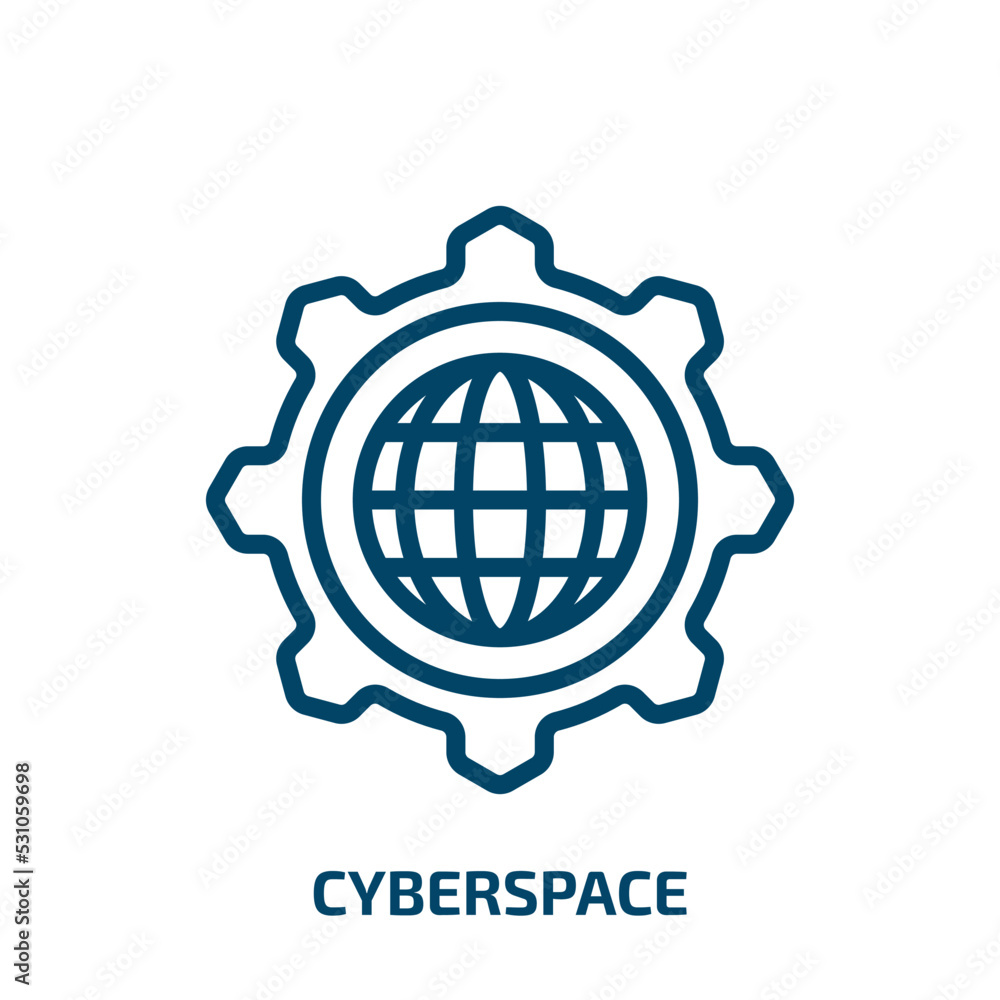 Poster cyberspace icon from programming collection. thin linear cyberspace, computer, network outline icon 