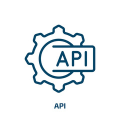 api icon from programming collection. Thin linear api, connection, development outline icon isolated on white background. Line vector api sign, symbol for web and mobile