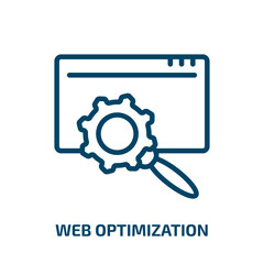 web optimization icon from programming collection. Thin linear web optimization, business, optimization outline icon isolated on white background. Line vector web optimization sign, symbol for web and
