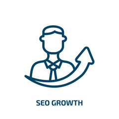 seo growth icon from programming collection. Thin linear seo growth, seo, growth outline icon isolated on white background. Line vector seo growth sign, symbol for web and mobile