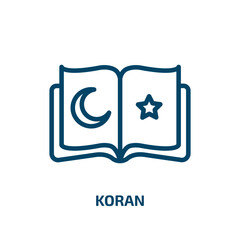 koran icon from religion collection. Thin linear koran, ramadan, religious outline icon isolated on white background. Line vector koran sign, symbol for web and mobile