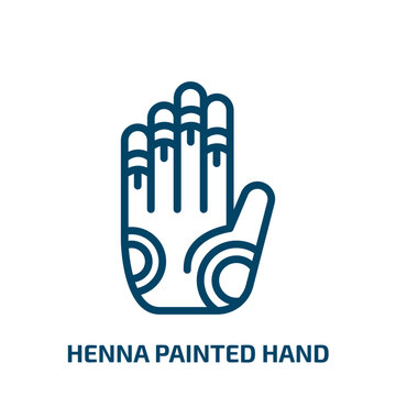 henna painted hand icon from religion collection. Thin linear henna painted hand, insecticide, paint outline icon isolated on white background. Line vector henna painted hand sign, symbol for web and