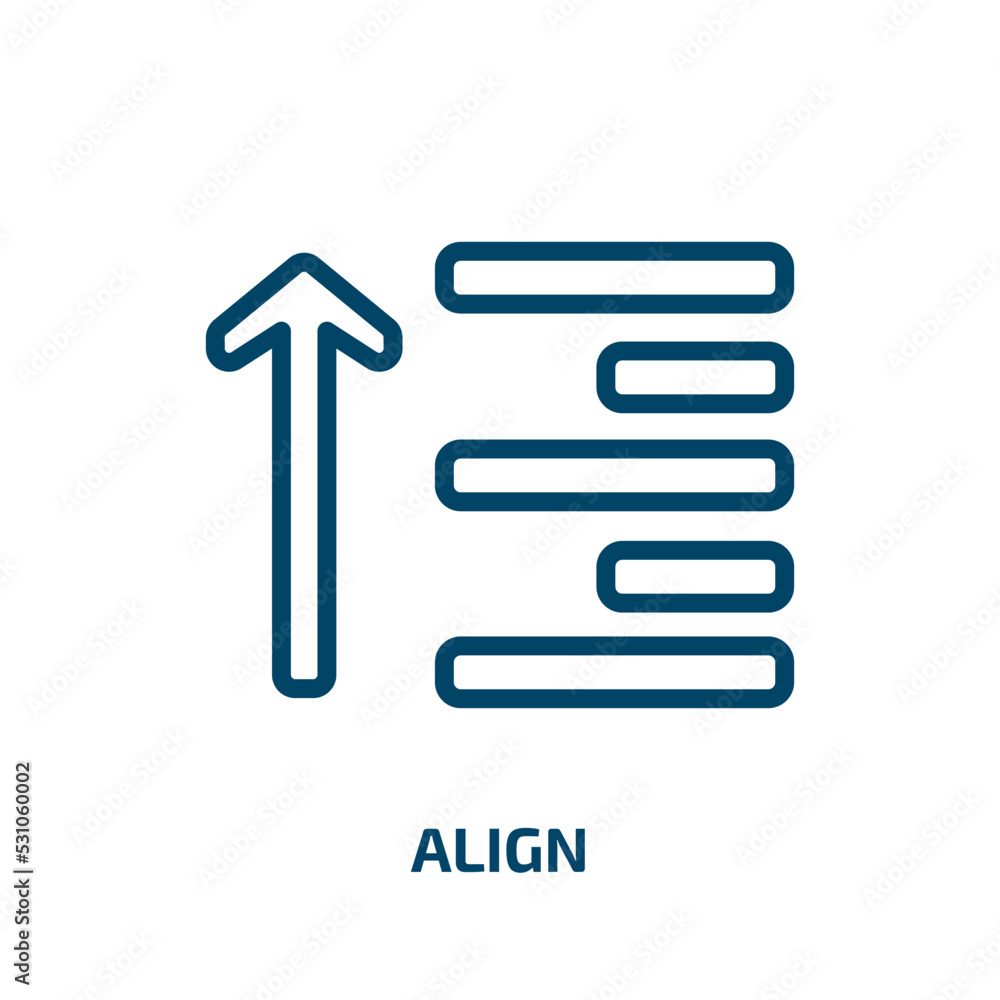Poster align icon from signs collection. thin linear align, alignment, arrow outline icon isolated on white