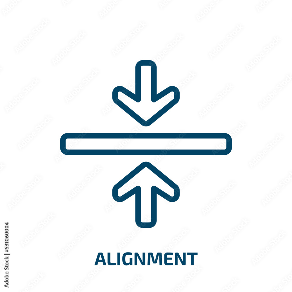 Poster alignment icon from signs collection. thin linear alignment, arrow, align outline icon isolated on w