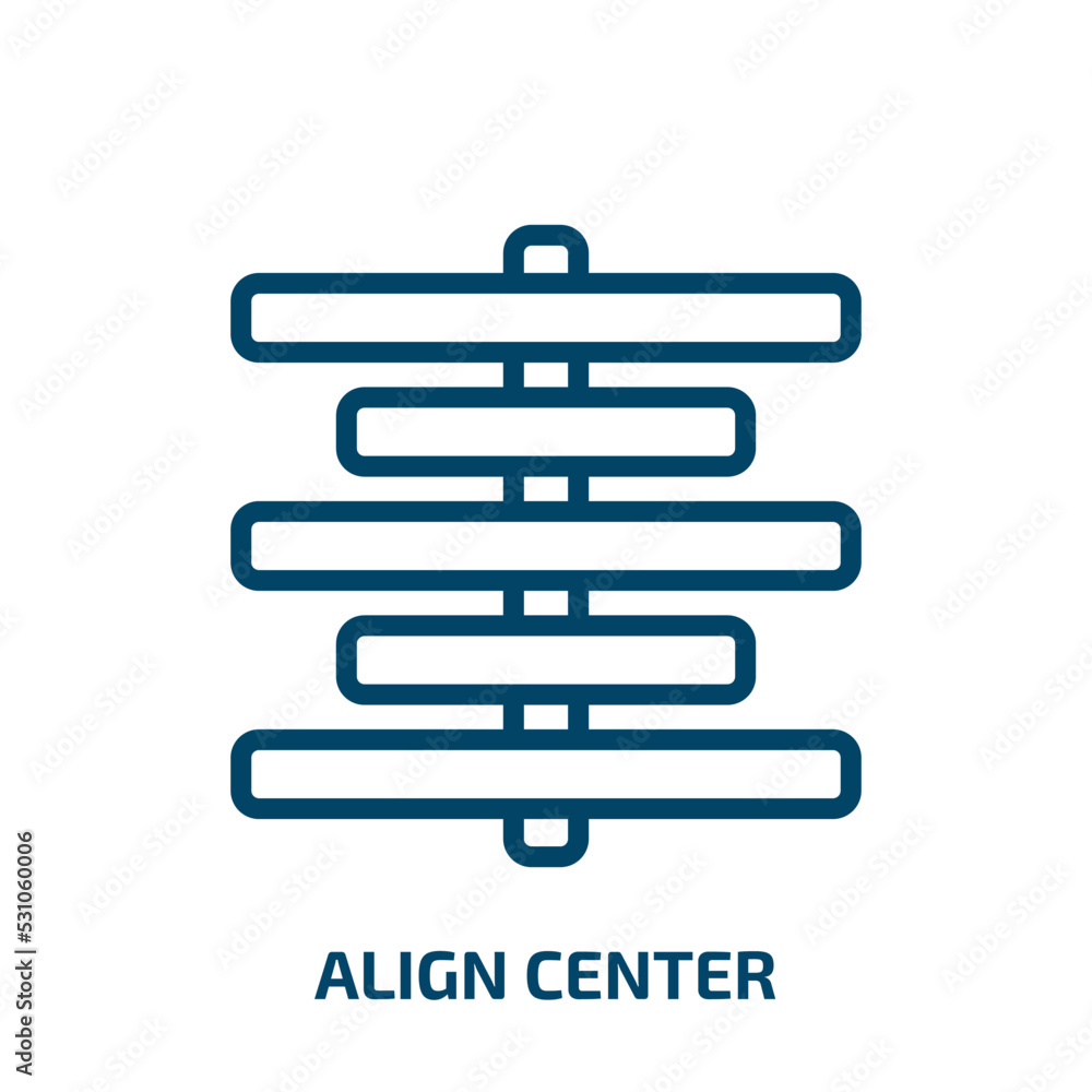 Poster align center icon from signs collection. thin linear align center, align, text outline icon isolated