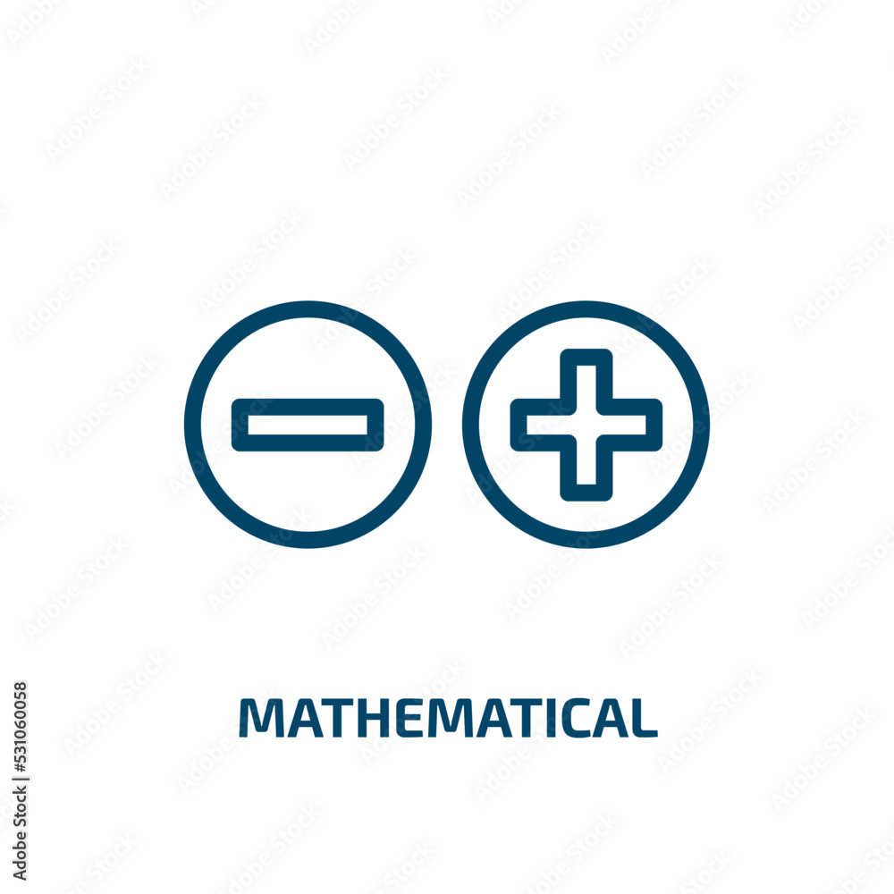 Poster mathematical symbols icon from signs collection. thin linear mathematical symbols, science, pencil o