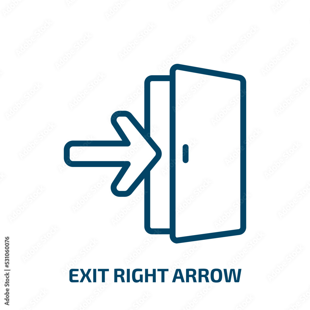 Poster exit right arrow icon from signs collection. thin linear exit right arrow, right, exit outline icon 