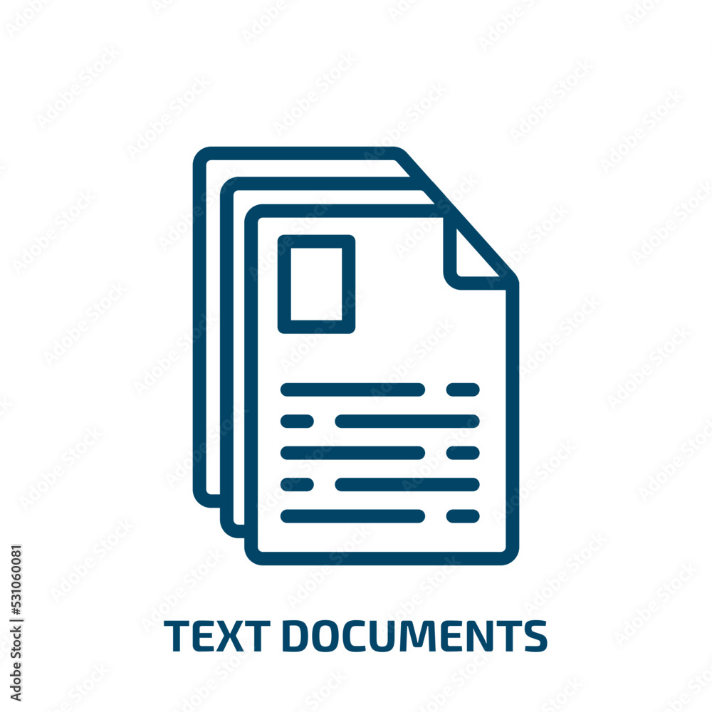 Poster text documents icon from signs collection. thin linear text documents, text, page outline icon isola
