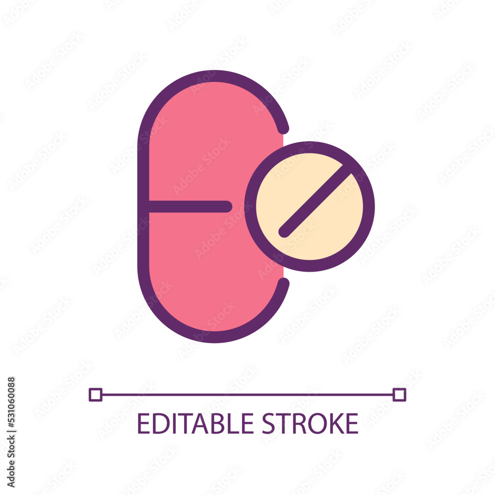 Poster dosage form pixel perfect rgb color ui icon. pharmaceutical remedy. simple filled line element. gui,