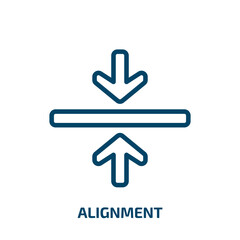alignment icon from signs collection. Thin linear alignment, arrow, align outline icon isolated on white background. Line vector alignment sign, symbol for web and mobile - obrazy, fototapety, plakaty