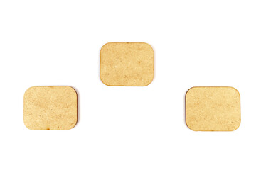 Workflow flowchart of business management concept, flow chart, diagram action plan processing with wooden plates on white background.