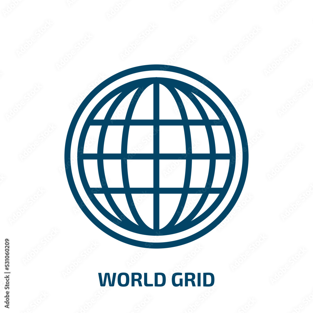 Poster world grid icon from signs collection. thin linear world grid, world, communication outline icon iso