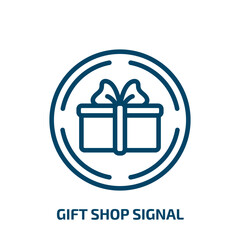 gift shop signal icon from signs collection. Thin linear gift shop signal, gift, signal outline icon isolated on white background. Line vector gift shop signal sign, symbol for web and mobile