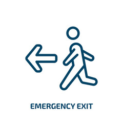emergency exit icon from signs collection. Thin linear emergency exit, emergency, fire outline icon isolated on white background. Line vector emergency exit sign, symbol for web and mobile