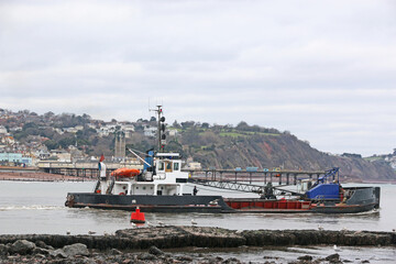 Dredger working on the River Teign, Teignmouth	