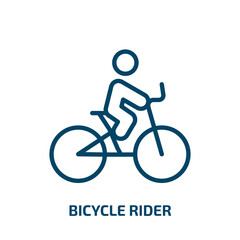 bicycle rider icon from sports collection. Thin linear bicycle rider, bicycle, bike outline icon isolated on white background. Line vector bicycle rider sign, symbol for web and mobile