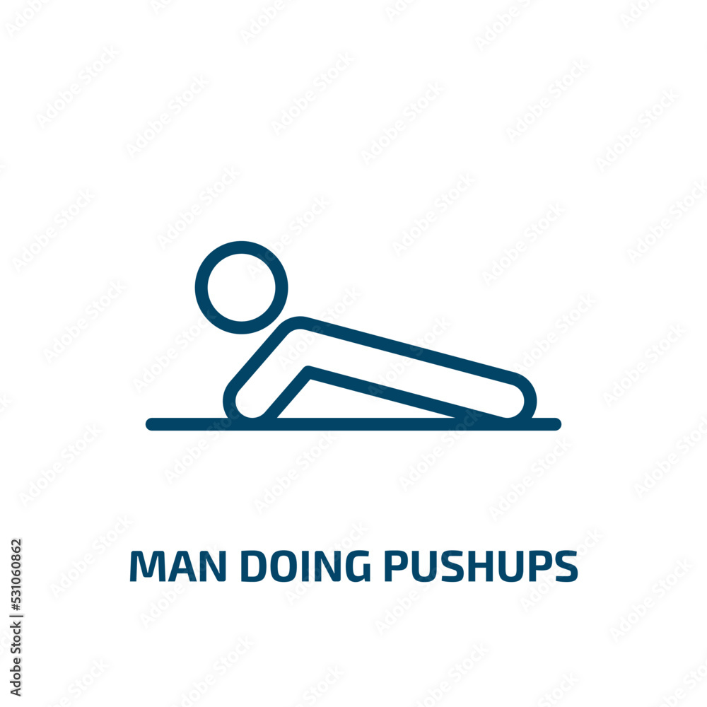 Poster man doing pushups icon from sports collection. thin linear man doing pushups, body, fit outline icon