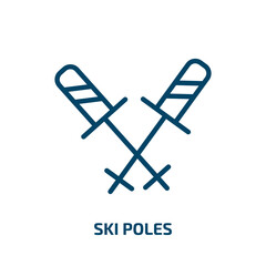Fototapeta premium ski poles icon from sports collection. Thin linear ski poles, ski, extreme outline icon isolated on white background. Line vector ski poles sign, symbol for web and mobile