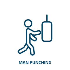 man punching icon from sports collection. Thin linear man punching, man, punch outline icon isolated on white background. Line vector man punching sign, symbol for web and mobile