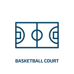basketball court icon from sports collection. Thin linear basketball court, basketball, court outline icon isolated on white background. Line vector basketball court sign, symbol for web and mobile