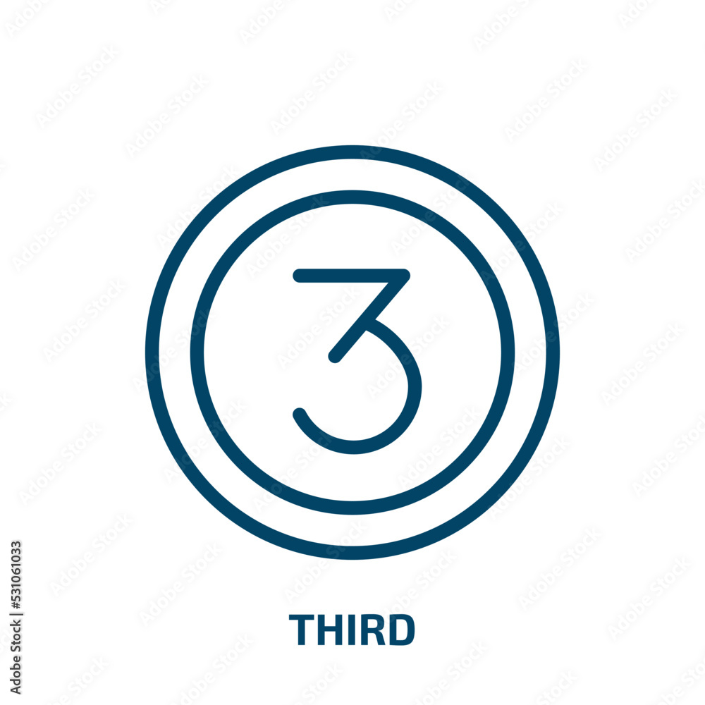Poster third icon from sports collection. thin linear third, second, first outline icon isolated on white b