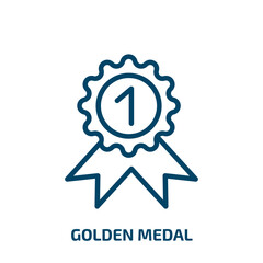 golden medal icon from sports collection. Thin linear golden medal, golden, gold outline icon isolated on white background. Line vector golden medal sign, symbol for web and mobile