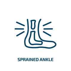 sprained ankle icon from sports collection. Thin linear sprained ankle, ankle, foot outline icon isolated on white background. Line vector sprained ankle sign, symbol for web and mobile