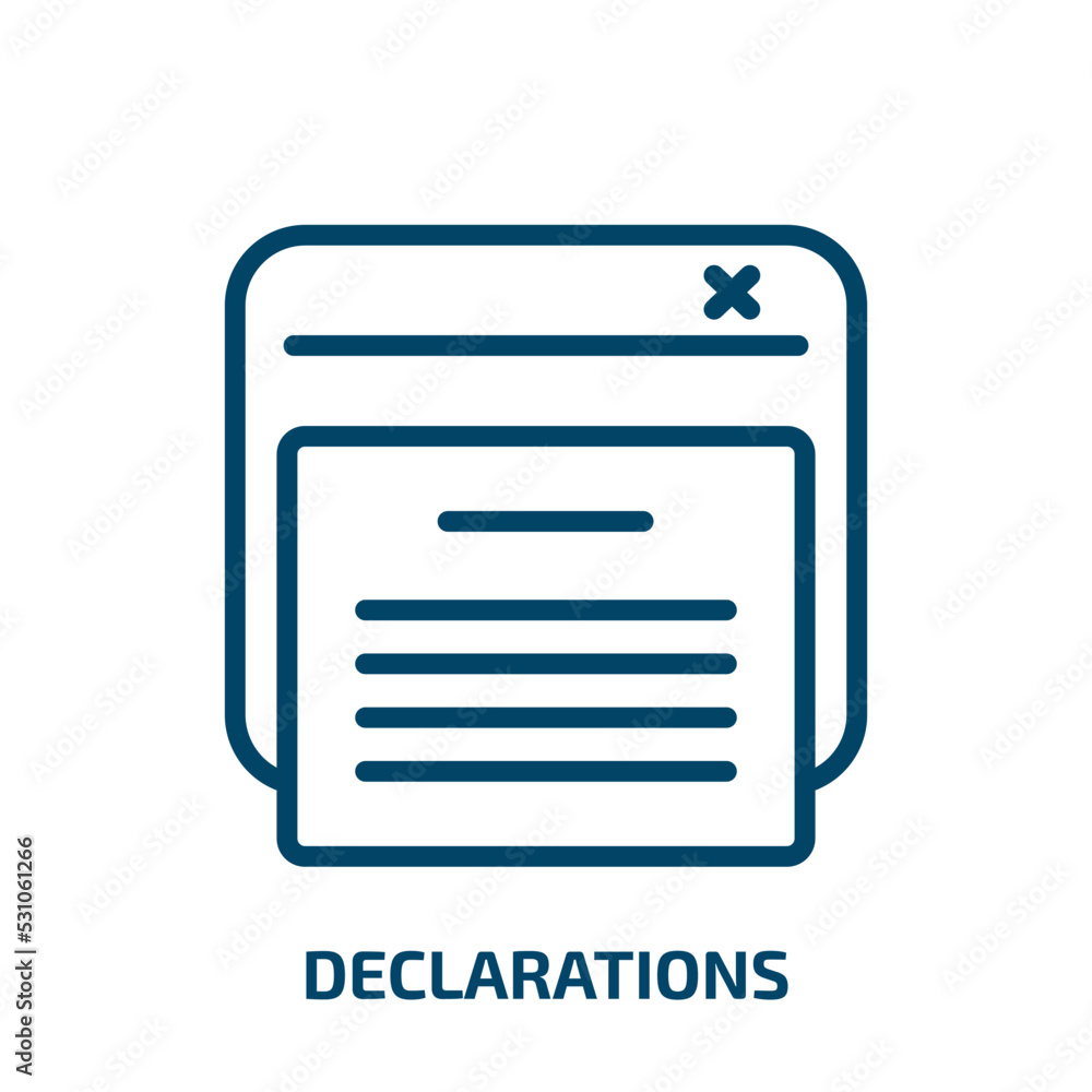 Poster declarations icon from technology collection. thin linear declarations, declaration, paper outline i