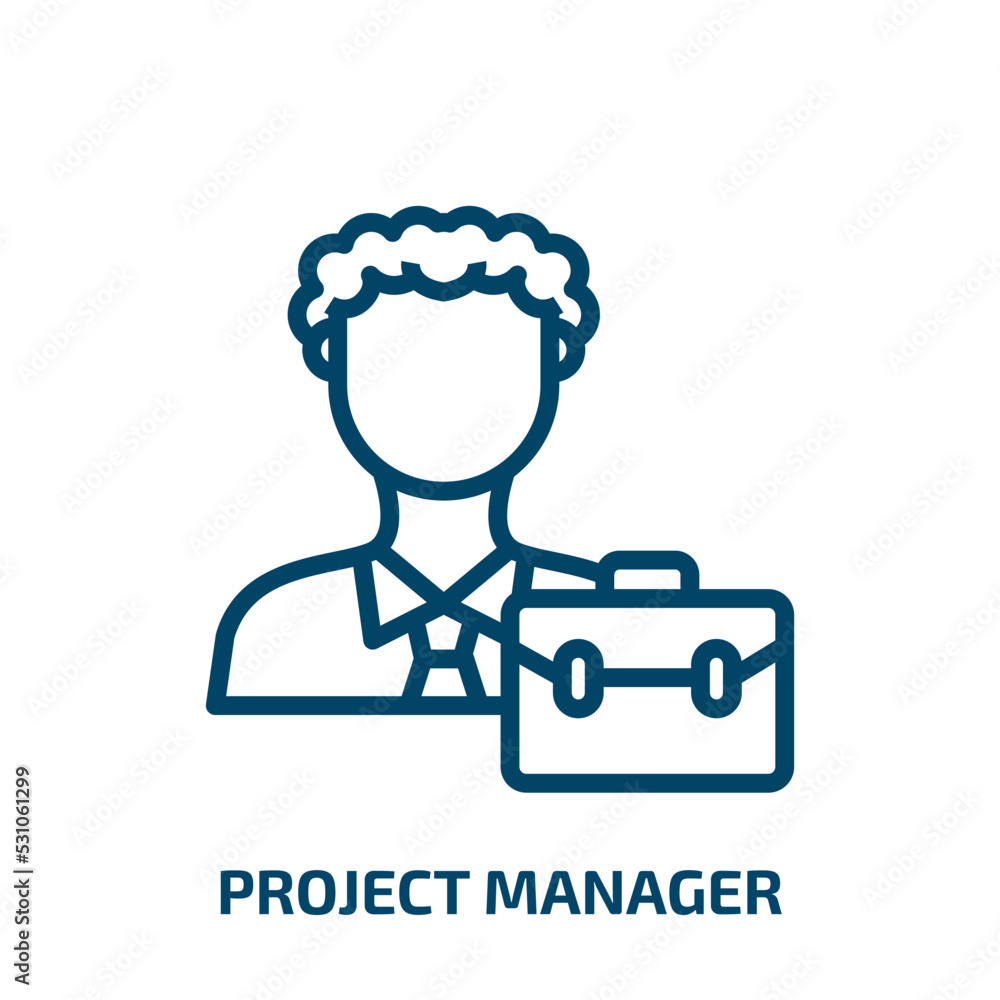 Poster project manager icon from technology collection. thin linear project manager, project, business outl