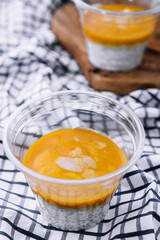 Chia seeds pudding with mango puree