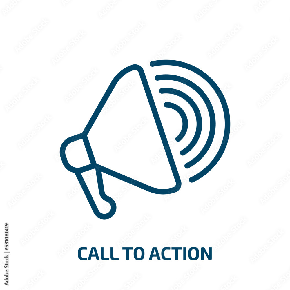 Poster call to action icon from technology collection. thin linear call to action, action, button outline i