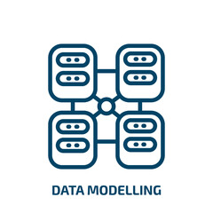 data modelling icon from technology collection. Thin linear data modelling, data, model outline icon isolated on white background. Line vector data modelling sign, symbol for web and mobile