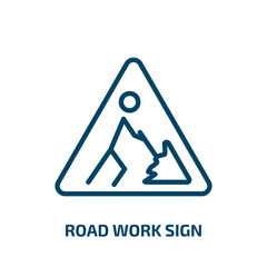 road work sign icon from traffic signs collection. Thin linear road work sign, danger, road outline icon isolated on white background. Line vector road work sign sign, symbol for web and mobile
