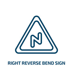 right reverse bend sign icon from traffic signs collection. Thin linear right reverse bend sign, turn, right outline icon isolated on white background. Line vector right reverse bend sign sign, symbol