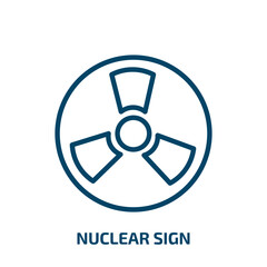 nuclear sign icon from traffic signs collection. Thin linear nuclear sign, nuclear, energy outline icon isolated on white background. Line vector nuclear sign sign, symbol for web and mobile